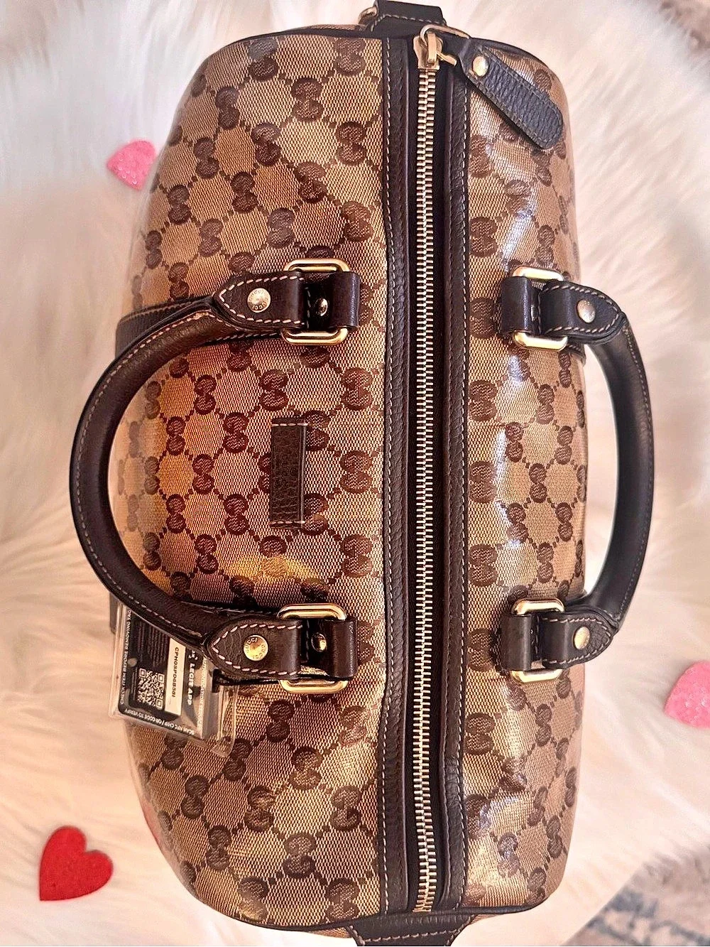 Gucci GG Supreme Monogram Boston Bag Brown